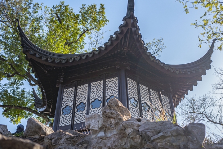 2025年12月9日，江苏苏州拙政园，宜两亭美景。