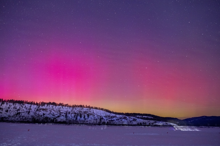 2026年1月20日在黑龙江省漠河市北极村拍摄的绝美极光。褚福超/IC photo