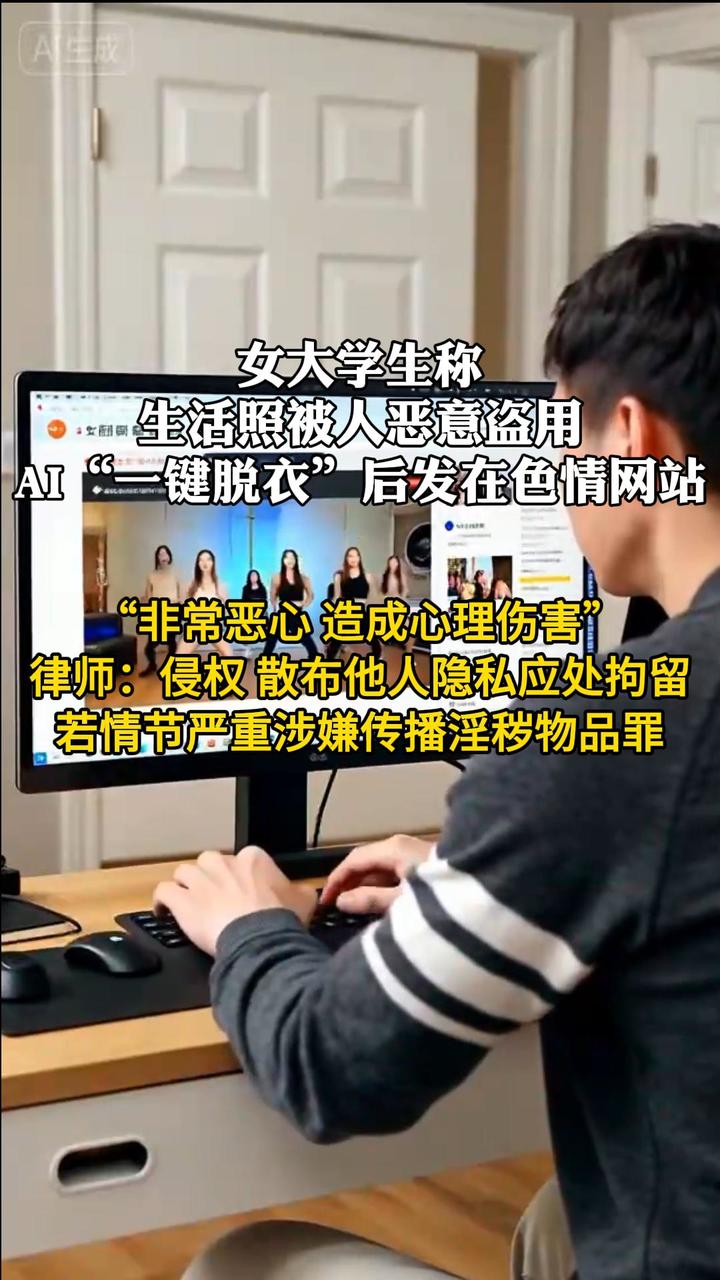 女大学生生活照被盗遭AI一键脱衣AI盗用生活照生成裸照涉违法_荔枝新闻